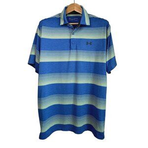 Striped Summer Under Armour Heatgear Mens XL Performance Polo Blue Green Workout
